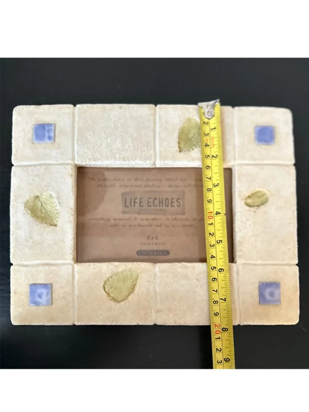 Vintage Life Echoes Botanical Leaf & Tile 4x6 Picture Frame Stone Look